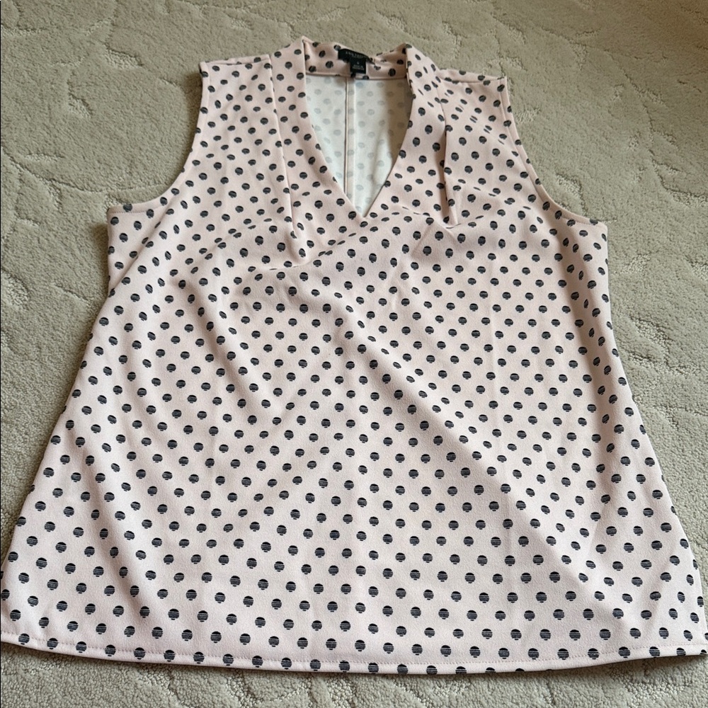 Ann Taylor Pink and Black Polka Dot Blouse Never Worn